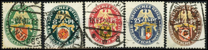 DEUTSCHES REICH. 
WEIMARER REPUBLIK 1923-1933. 
Nothilfe kpl. 5-50 Pf. 1929. M...