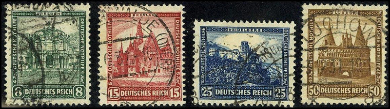 DEUTSCHES REICH. 
WEIMARER REPUBLIK 1923-1933. 
Nothilfe 1931 kpl. Mi. 459-462...