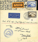 DEUTSCHES REICH. 
FLUG- und ZEPPELINPOST. 
ZEPPELINPOST. 2 u. 4 RM Zeppelin a. Karte 10.10.28 und Brief Friedrichshafen - New York 31. JULI 1929. Si...