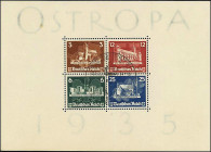 DEUTSCHES REICH. 
DRITTES REICH. 
Ostropablock mit 1.Tag - Sonderstempel min. Einschlussfleck im Wz. Mi. 576-579 Bl.3 (1100,-). . 


Kab. ⊙