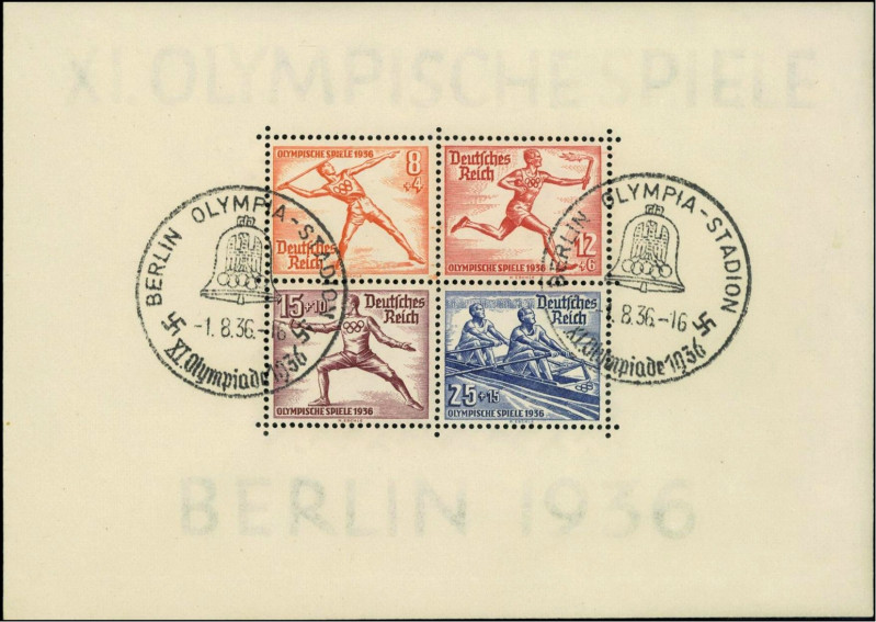 DEUTSCHES REICH. 
DRITTES REICH. 
Jahrgang 1936 ⊙ Blocks 4-6 Olympiade. Mi. 60...