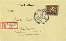 DEUTSCHES REICH. 
DRITTES REICH. 
42 Pf. 1938 Braunes Band, Sonderstempel 31.7.38 München, a. Ebf-Vorderseite. Mi. 671 (60,-). . 


Kab. ∆