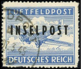 DEUTSCHES REICH. 
DRITTES REICH. 
INSELPOST. RHODOS. Zulassung für Luftfeldpostbriefe, 07.3.45, rauer Durchstich, sign. JP. Ismail (ital. Prüfer?). ...