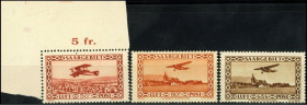 SAARGEBIET. 
50 C. 60 C, 5 Fr. Flugpost, 50 C. oberer l. Eckrand. Mi. 126 I, 158-159 (230,-). . 


**