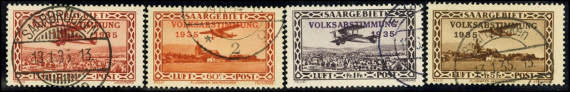 SAARGEBIET. 
Flugpost 50 C., 5 Fr., 60 C., 1 Fr. Volksabstimmung, (8). Mi. 126,...