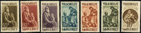 SAARGEBIET.
Volkshilfe 1928 kpl. (7). Mi. 128-134 (550,-). .(134 *)

**