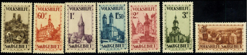 SAARGEBIET.
Volkshilfe 1932 (7), Burgen u. Kirchen, Saarbrücker Kirchenstandbil...