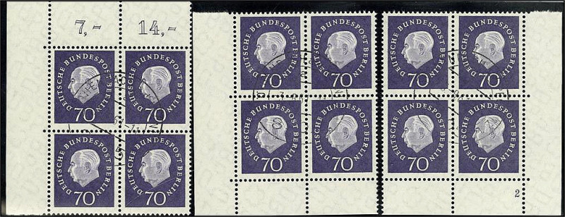 BERLIN. 
10 Pfg. Heuss waagerechter 7er Block (enthält 3 Paare). Mi 183 W (60,-...