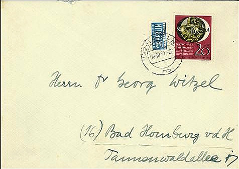 BUNDESREPUBLIK. 
20 Pf. NBA Wuppertal Eilboten-Brief. Mi. 142 (90,-). . 


K...