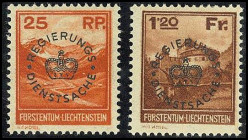 LIECHTENSTEIN. 
Dienstmarken. Dienst 25 Rp., 1,20 Fr. Landschaft und Gebäude. D 9-10 (400,-). . 


*