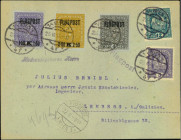 ÖSTERREICH. 
KAISERREICH 1850- 1918. Flugpost 1918 Wien - Kiew, weisses Papier mit 12 u. 3 H. Zusatzfrankatur, AK. Stpl. Wien. Mi. 225- 27x (70,-). ....