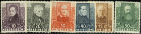 ÖSTERREICH. 
ÖSTERREICH - I. Republik. 
10 g- 1 Sch. Wohlfahrt 1931. Mi. 524-529 (200,-). . 


NG (**)