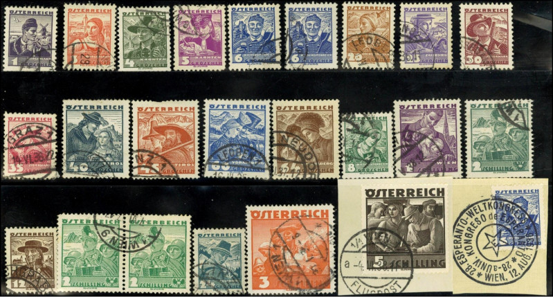 ÖSTERREICH. 
ÖSTERREICH - I. Republik. 
1g- 5 S. Freimarken (22 W.) 1934 Volks...