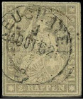 SCHWEIZ. 
2 Rp. mattgrau 1862 vollrandig, K2 KEUCHATE zentr., geschönt. Mi. 19 (480,-). . 


Pra. ⊙