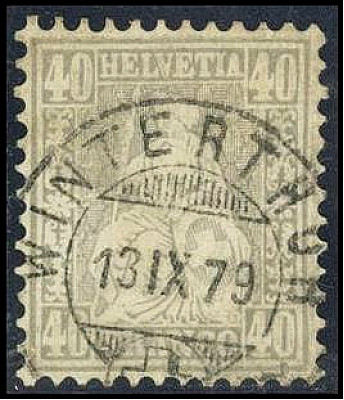 SCHWEIZ. 
40 C. grau 1867 höher sign. ABT BPP, Bug. Mi. 34 (140,-). . 


Pra...