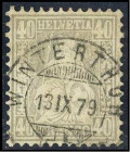 SCHWEIZ. 
40 C. grau 1867 höher sign. ABT BPP, Bug. Mi. 34 (140,-). . 


Pra. ⊙