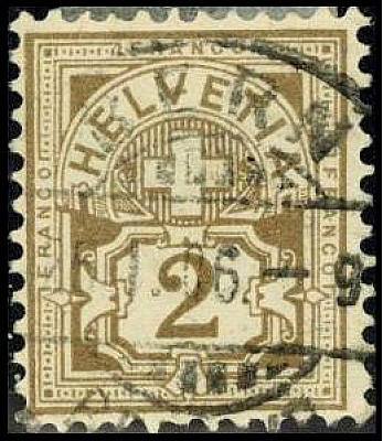 SCHWEIZ. 
2 C. 1882 Kreuz über Wertschild. Mi. 45 (350,-). . 


Kab. ⊙