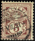 SCHWEIZ. 
5 C. 1882 Kreuz über Wertschild, weisses Papier. Mi. 46 (120,-). . 


Kab. ⊙