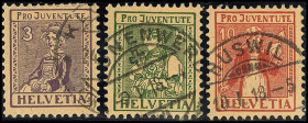 SCHWEIZ. 
3, 5, 10 C. 1917. Mi. 133-135 (110,-). . 


⊙