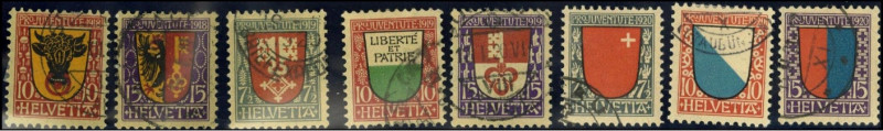 SCHWEIZ. 
Pro Juventute 1918-20. Mi. 143-44, 149-151, 153-55 (135,-). . 


⊙...