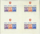 SCHWEIZ. 
Block Pro Patria 1936 4er Bogen. Mi. A294-296 Bl.2 (370,-). . 


* *