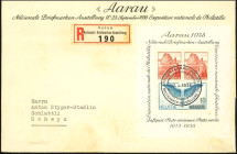 SCHWEIZ. 
Block NAT. Briefmarkenausstellung Aarau 1938 Echt gelaufener Ebf.-FDC Bl.4 mit Ak-Stpl., Us. leicht verschmutzt. Mi. AB327 (65,-). . 


...