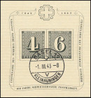 SCHWEIZ. 
4+6 C., 1943 100 J. Schweizer Briefmarken. Mi. 417-418 Bl.8 (65,-). . 


⊙