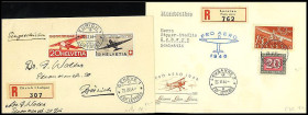 SCHWEIZ. 
1,50 Fr.mit Zusatzfrankatur 1944, u. 1946 Flugpost u. Pro Aero 2 Kab. Briefe. Mi. 436, 438, 442, 470. . 


✉