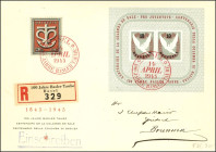 SCHWEIZ. 
10 u.10 C, Bl.12 1945. Mi. 444, 446, Bl.12 (157,-). . 


✉