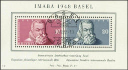 SCHWEIZ. 
10+20 C. IMABA- Block 1951 1.Tag Sonderstpl.21.8. 1948. Mi. 512-513 Bl.13 (90,-). . 


⊙