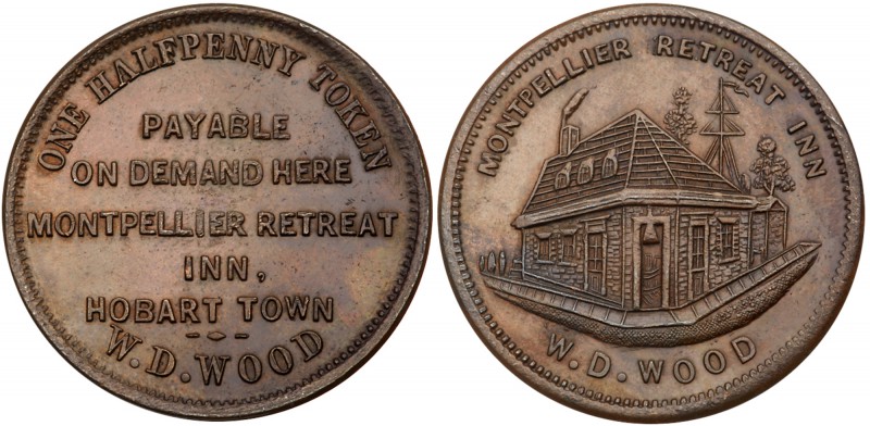 Australia, private issue tokens, Hobart, Tasmania. Copper Halfpenny, undated, MO...