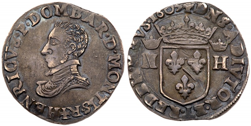 France: Dombes. Henry II de Bourbon-Montpensier (1592-1603). Silver Teston 1603....