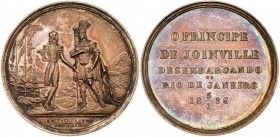 France, Fran&ccedil;ois d'Orl&eacute;ans, Prince of Joinville's Disembarkment at Rio de Janeiro. Silver medal, 1838, by Carlos Cust&oacute;dio de Azev...