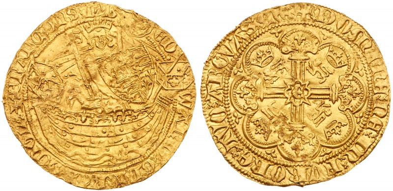 Edward III (1327-1377). Gold Half-Noble of three shillings and four pence, third...