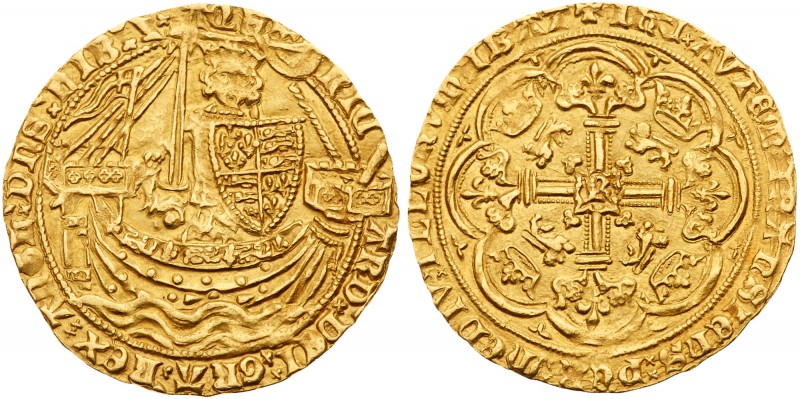 Richard II (1377-99). Gold Noble of six shillings and eight pence, Calais Mint, ...