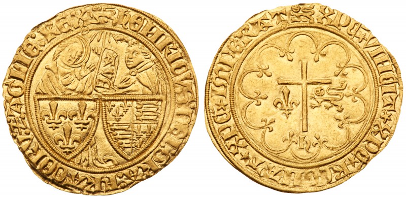 Henry VI, King of England and France (1422-53). Gold Salut d'Or, Rouen Mint, sec...