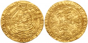 Henry VI, first reign (1422-1461). Gold Noble of six shillings and eight pence, Annulet issue (1422-1430), York mint, King standing in ship holding sw...
