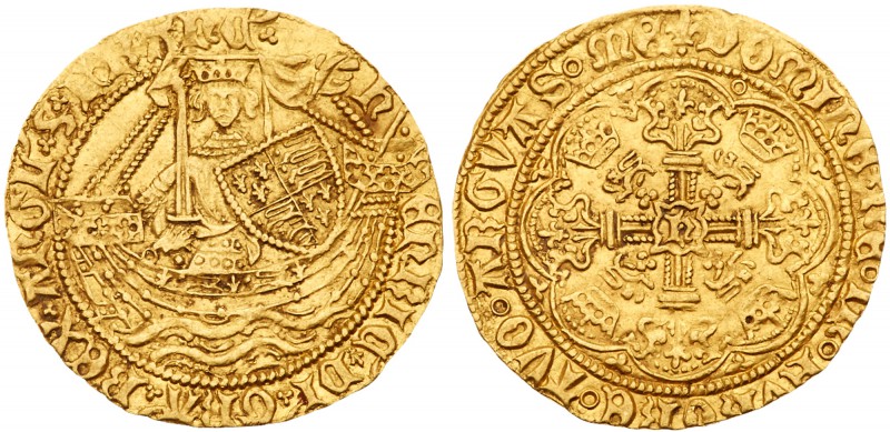 Henry VI, first reign (1422-61). Gold Half Noble of three shillings and four pen...