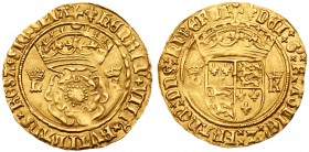Henry VIII (1509-47). Gold Crown of the Double Rose of five shillings, struck in 22 carat crown gold, second coinage (1526-44), large crowned rose, cr...