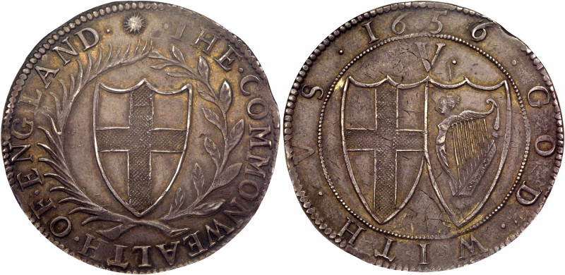 Commonwealth (1649-60). Silver Crown, 1656, second 6 of date struck over 4, Engl...