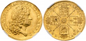 George I (1714-27). Gold Guinea, 1714 "Prince Elector" type, first laureate head right, Latin legend and toothed border surrounding, GEORGIVS. D.G. MA...