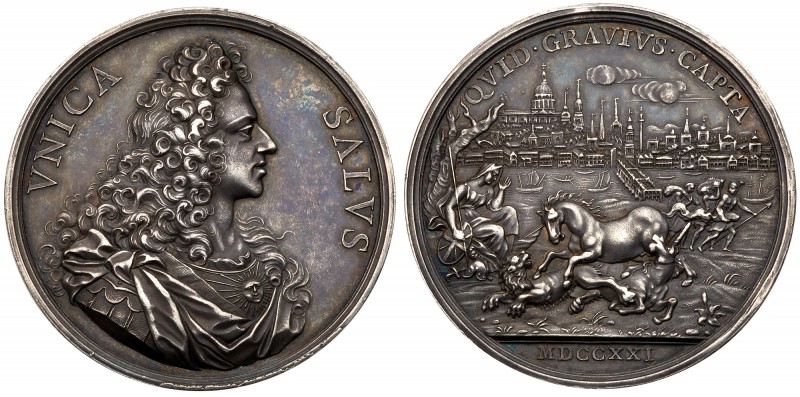 Jacobite, James (III), Elder Pretender. 'The Only Safeguard' Silver Medal, 1721....