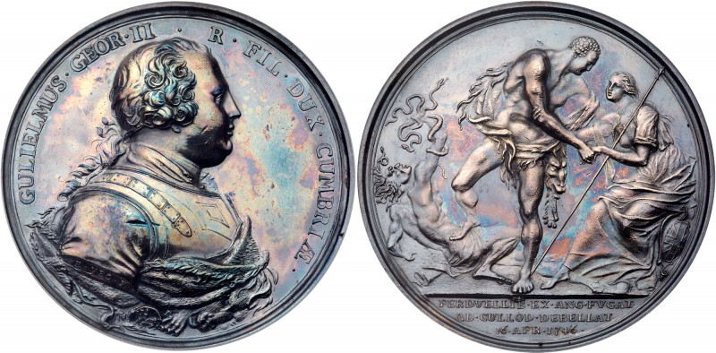 George II (1727-61). Silver Medal, 1746. Battle of Culloden. 51mm. By R. Yeo. Ar...