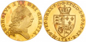 George III (1760-1820). Proof gold Guinea, 1787, fifth laureate head right, legend surrounding, GEORGIVS III DEI GRATIA., Rev. crowned quartered spade...