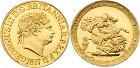 George III (1760-1820). Gold Sovereign, 1817, first laureate head right, date below, Latin legend commences lower left GEORGIUS III D: G: BRITANNIAR: ...