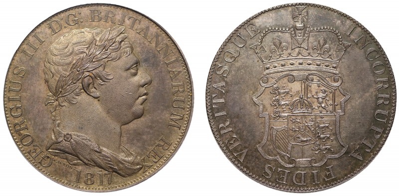 George III (1760-1820). Pattern silver Crown, 1817, "Incorrupta" type design by ...
