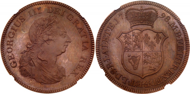 George III (1760-1820). Pattern copper Crown, 1798, struck W J Taylor after C H ...