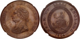 George III (1760-1820). Pattern copper Dollar, 1804, struck by W J Taylor after W Philp, laureate and draped bust left, *.* on ruled truncation, first...