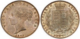 Victoria (1837-1901). Silver Halfcrown, 1844, no serifs on 4s, young filleted head left, date below, Latin legend and toothed border surrounding, VICT...