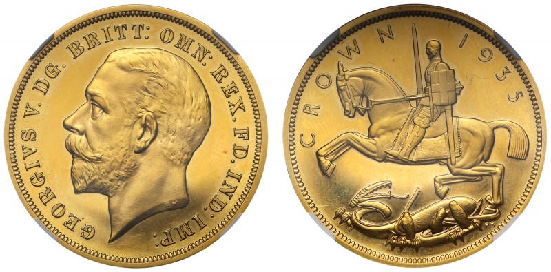 George V (1910-36). Gold Proof Crown, 1935, Silver Jubilee Issue, bare head left...